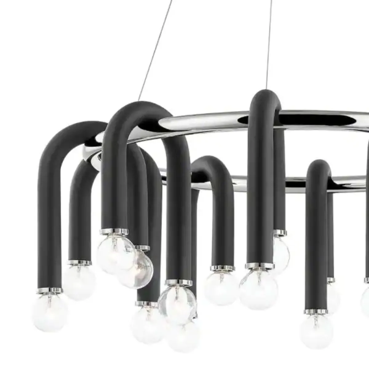 Whit 20 Lights Chandelier Polished Nickel & Black finish