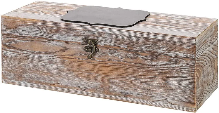 Whitewashed Wood Wine Gift Box with Chalkboard Label