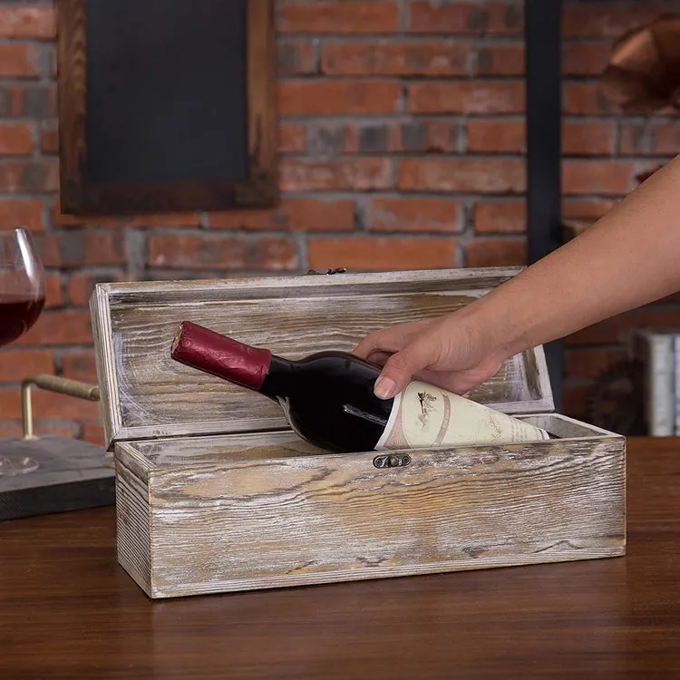 Whitewashed Wood Wine Gift Box with Chalkboard Label