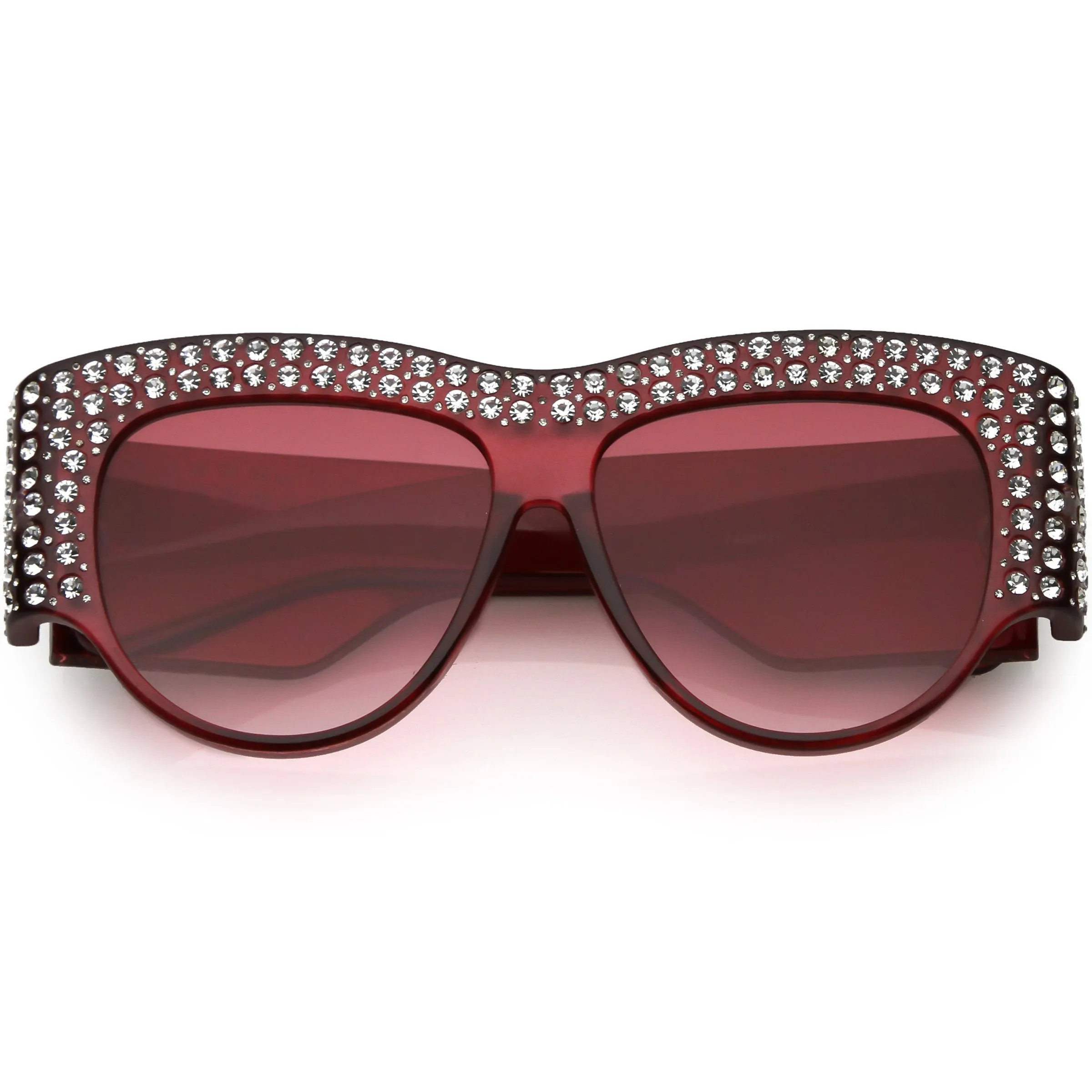Women's Handcrafted Oversize Horned Rim Rhinestone Sunglasses C609