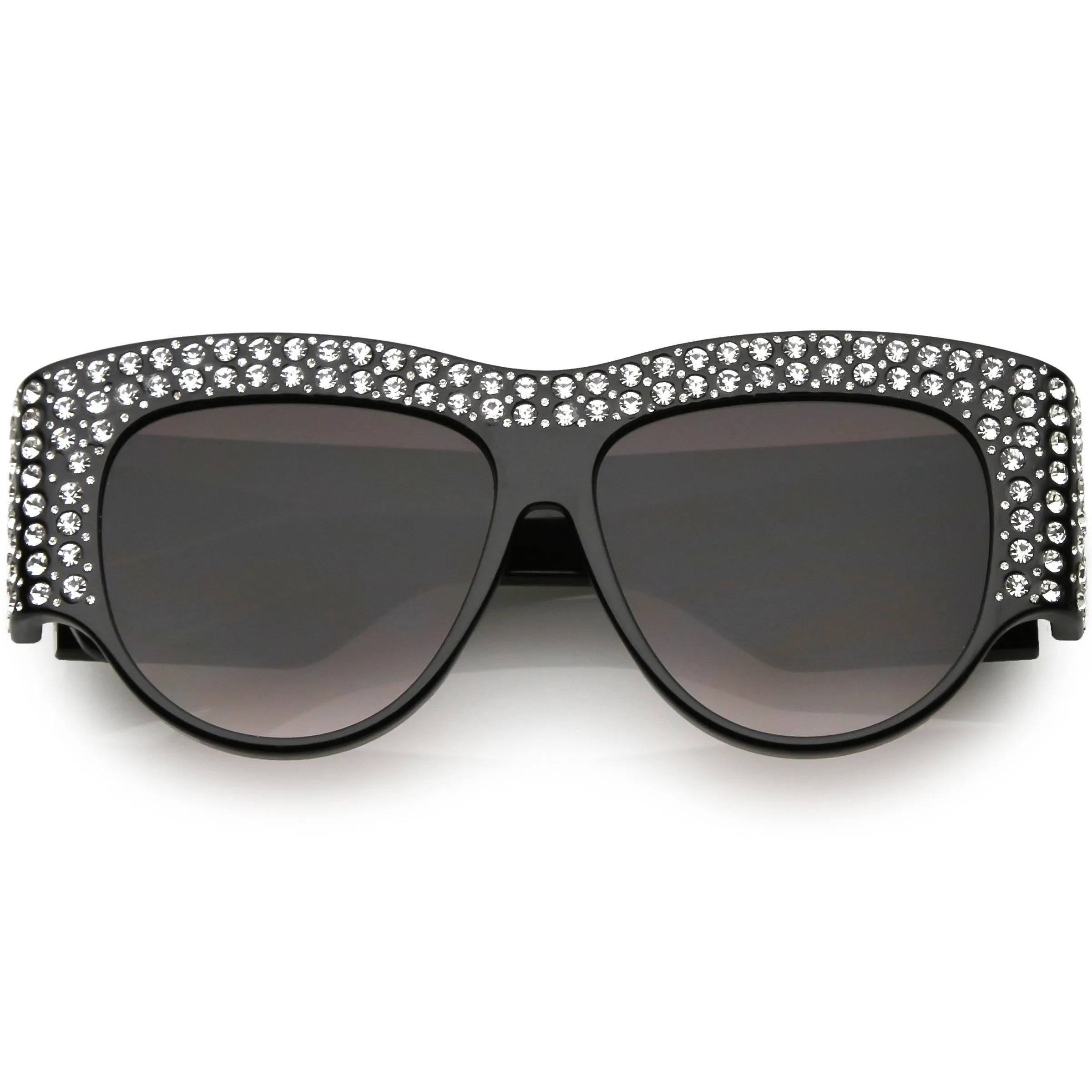 Women's Handcrafted Oversize Horned Rim Rhinestone Sunglasses C609