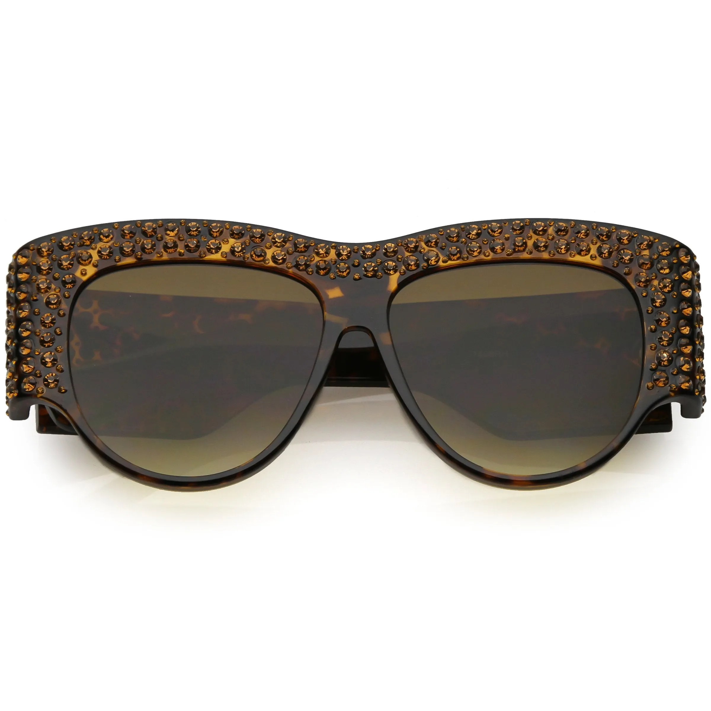 Women's Handcrafted Oversize Horned Rim Rhinestone Sunglasses C609