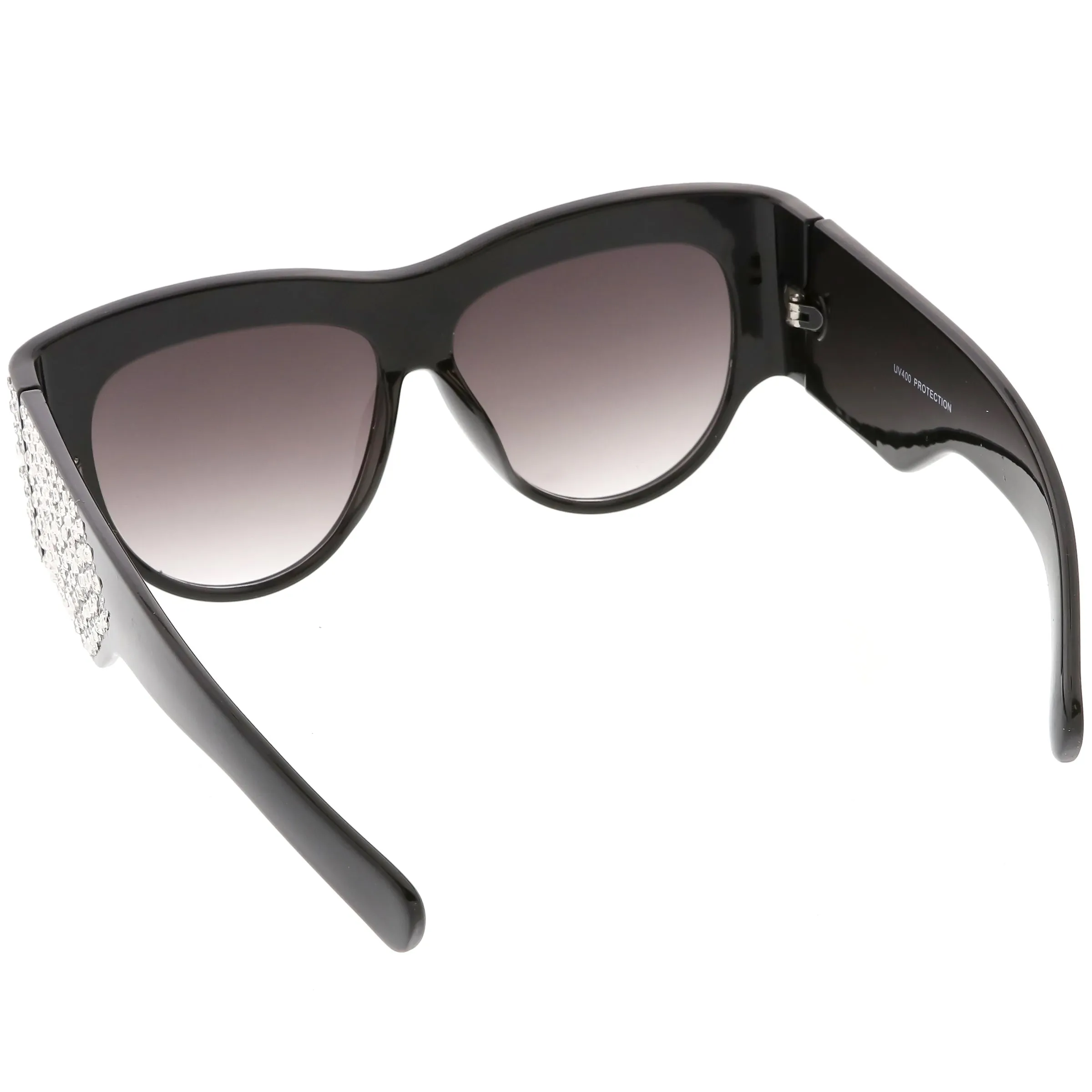 Women's Handcrafted Oversize Horned Rim Rhinestone Sunglasses C609