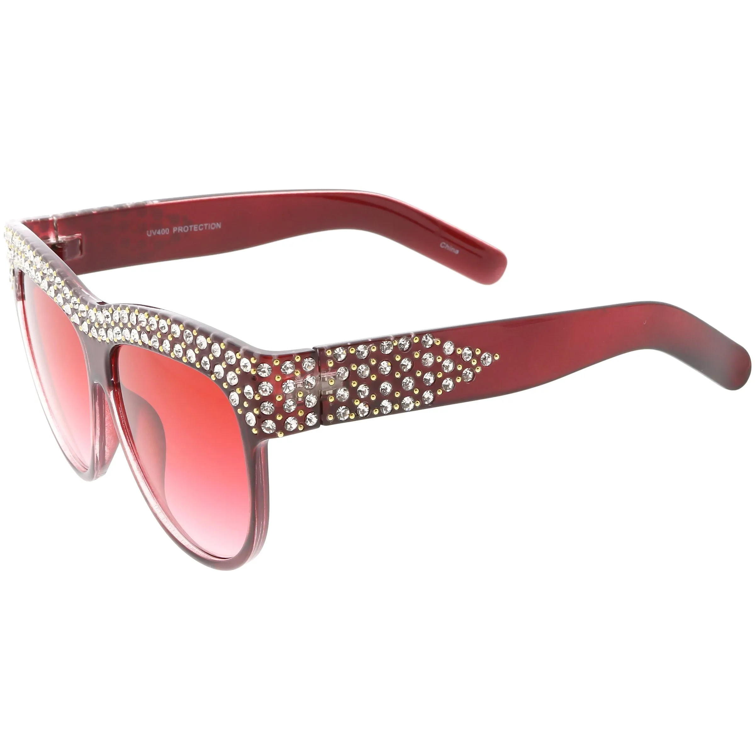 Women's Retro Handmade Rhinestone Oversize Sunglasses C610