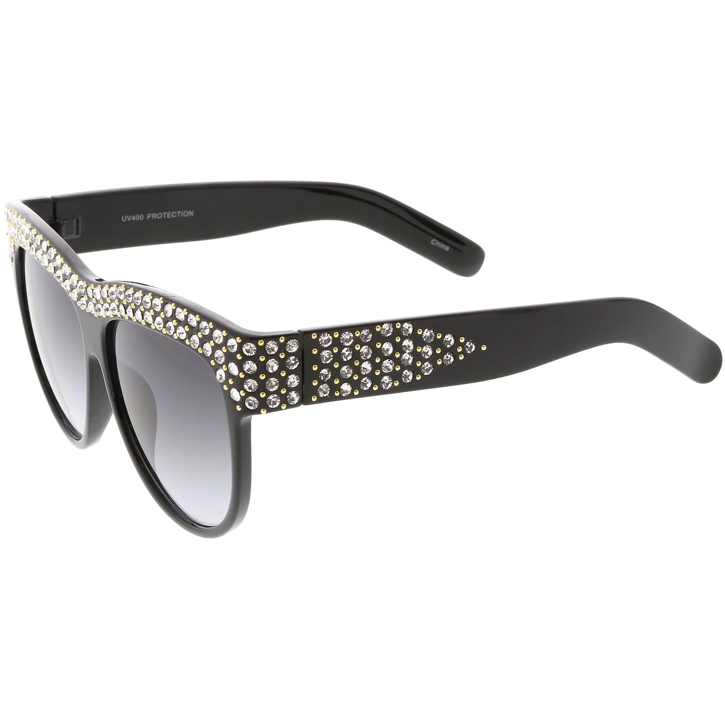 Women's Retro Handmade Rhinestone Oversize Sunglasses C610