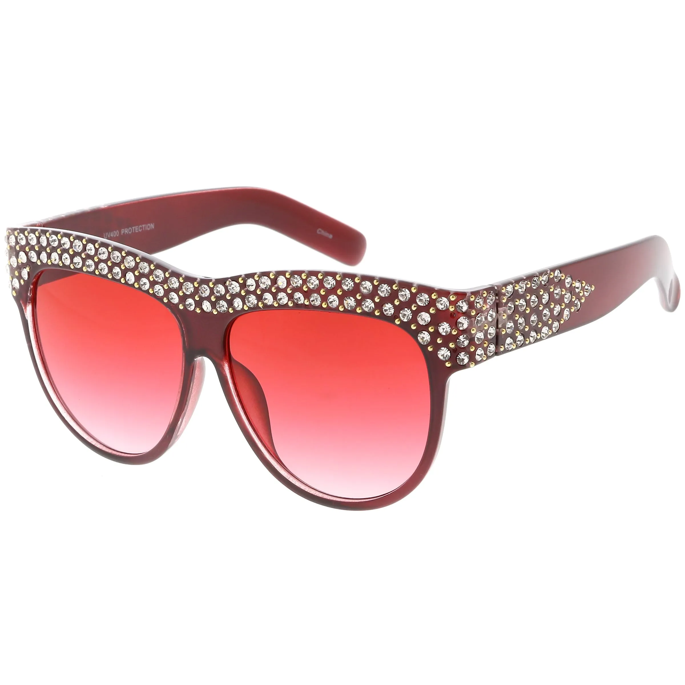 Women's Retro Handmade Rhinestone Oversize Sunglasses C610