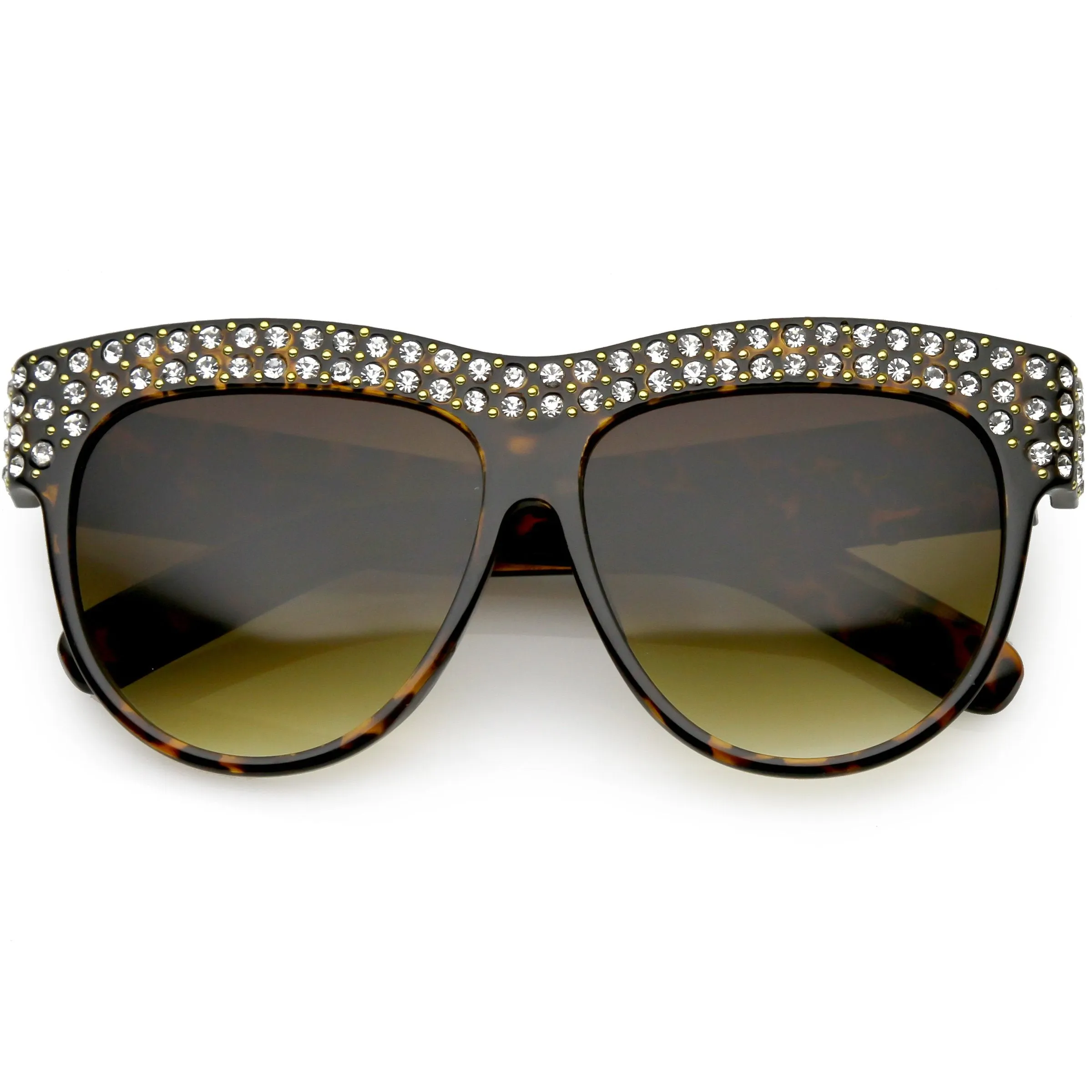 Women's Retro Handmade Rhinestone Oversize Sunglasses C610