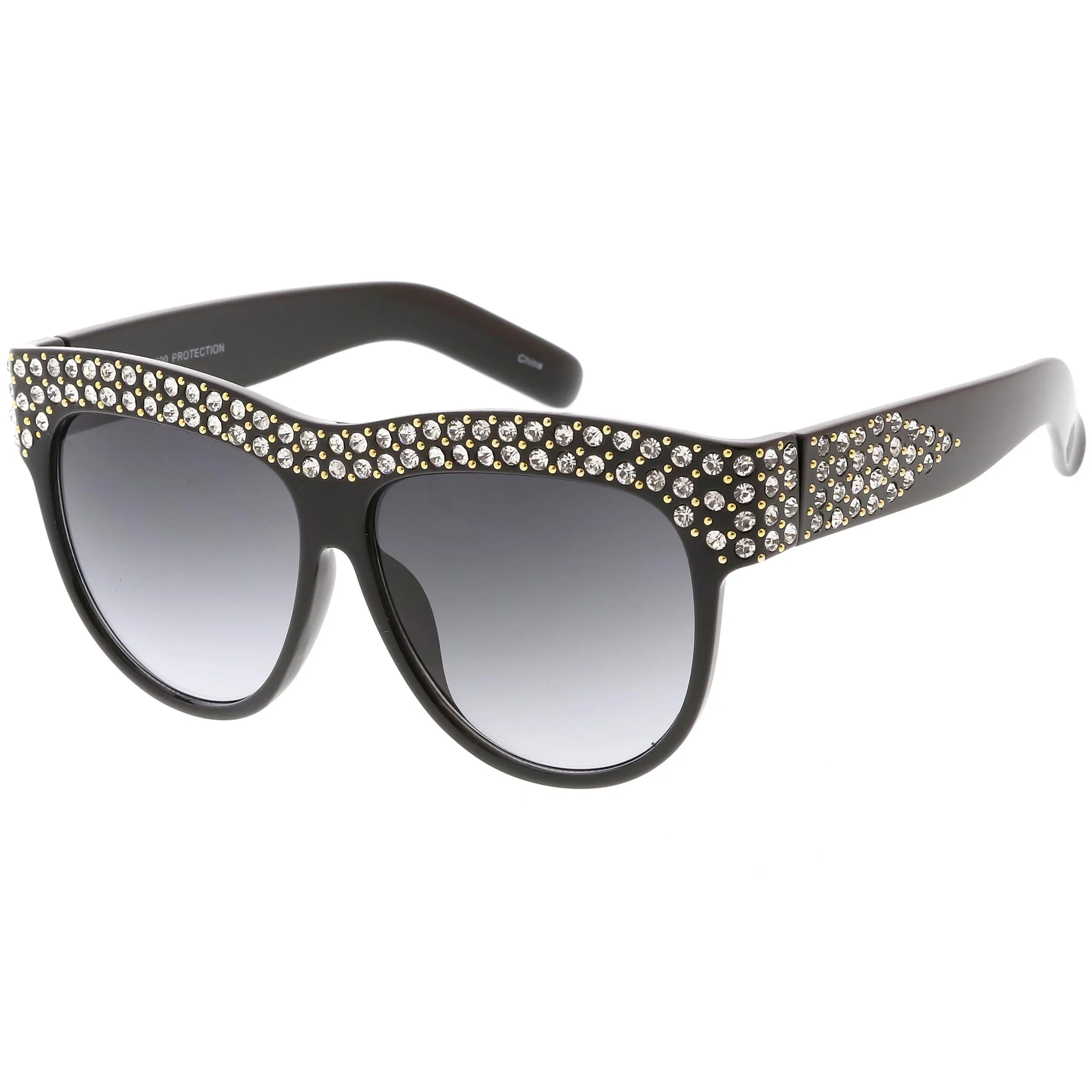 Women's Retro Handmade Rhinestone Oversize Sunglasses C610
