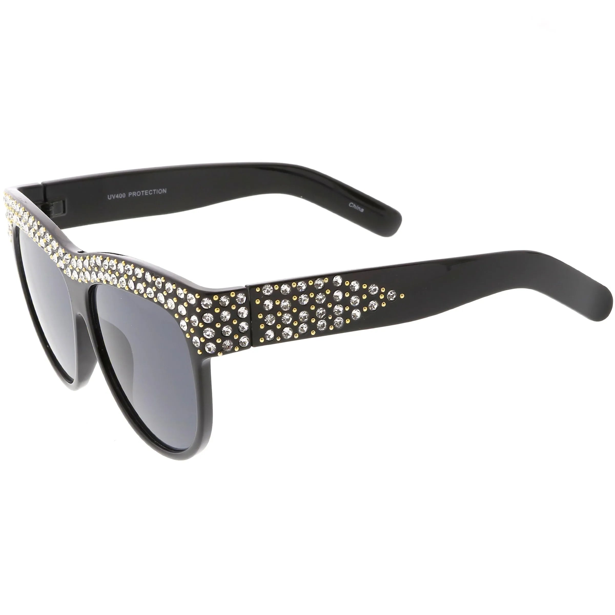 Women's Retro Handmade Rhinestone Oversize Sunglasses C610