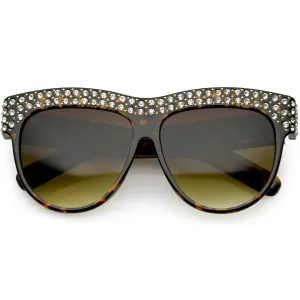Women's Retro Handmade Rhinestone Oversize Sunglasses C610