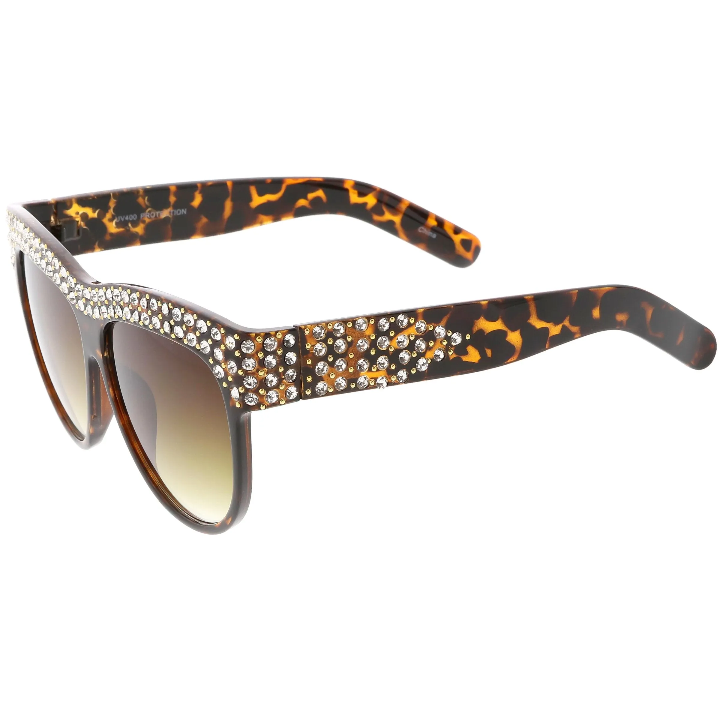 Women's Retro Handmade Rhinestone Oversize Sunglasses C610