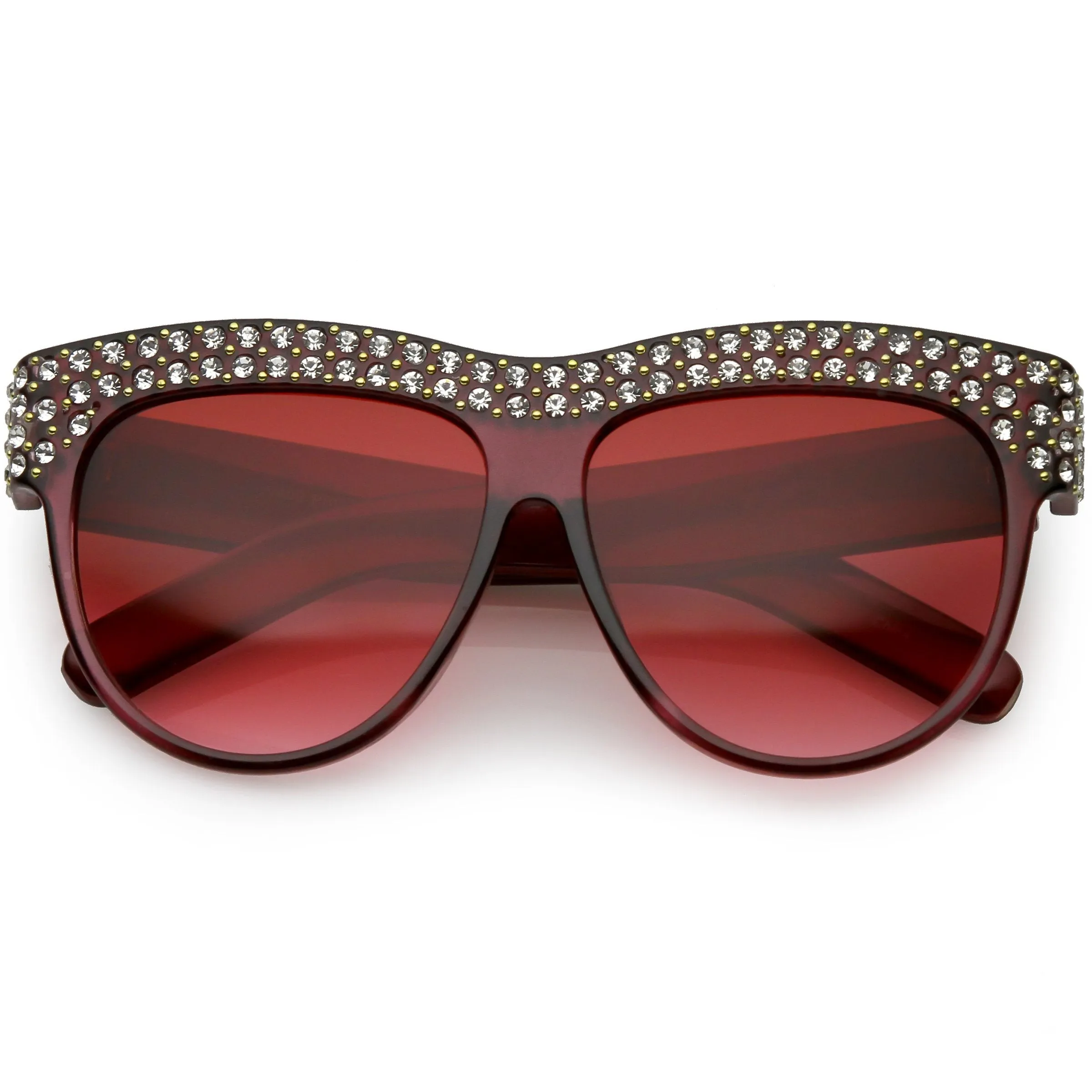 Women's Retro Handmade Rhinestone Oversize Sunglasses C610